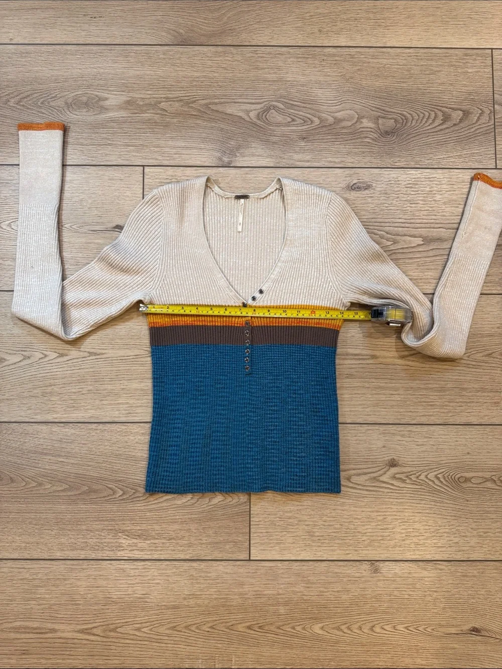 Free People Frequency V‑Neck Ribbed Sweater size M